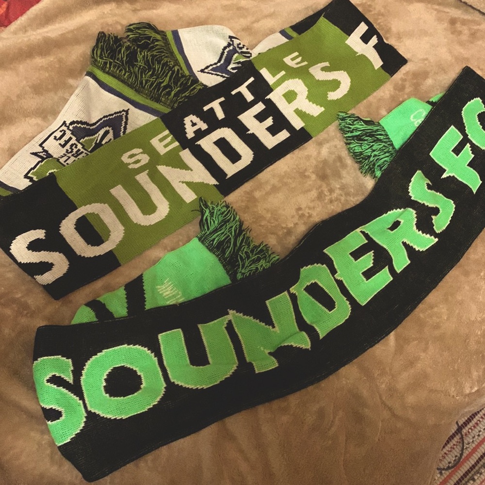 Two Seattle Sounders scarves